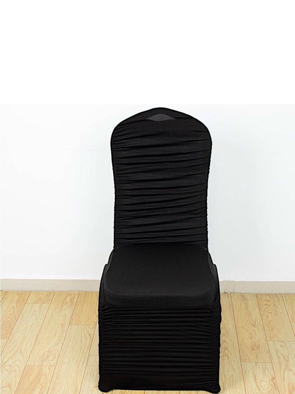 Classic Black Ruched Stretch Chair Cover for Events by